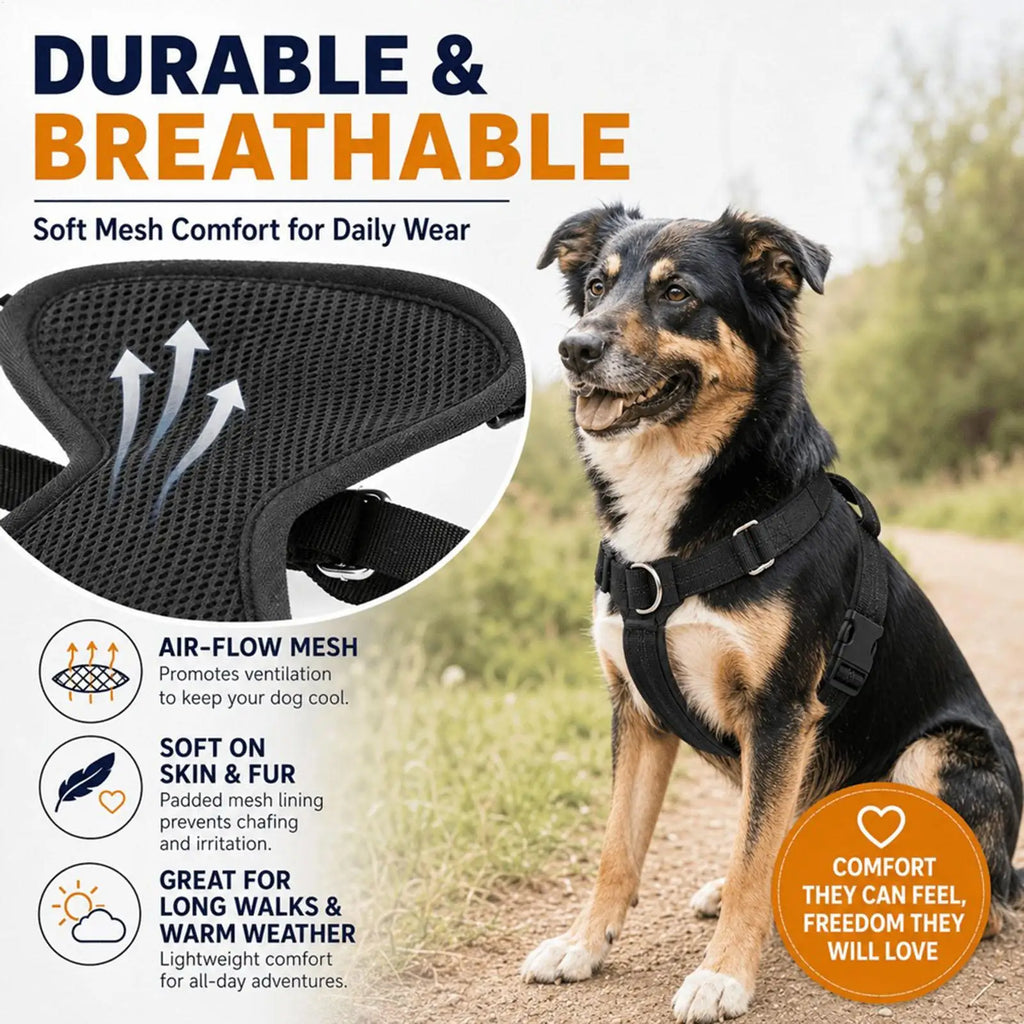 No Pull Dog Harness Breathable Mesh Adjustable Anti-choke Escape Qme