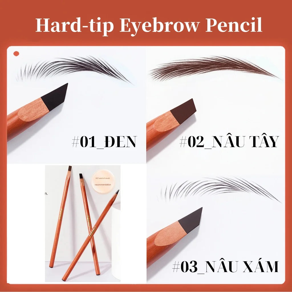 Hard Eyebrow Pencil - Waterproof, Long-lasting, Matte Finish, Smooth & Blendable For Natural Looks Qme