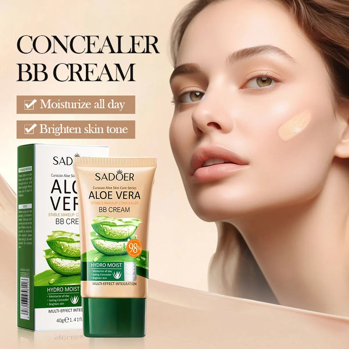 Aloe Concealer BB Cream Natural Moisturizing Liquid Foundation Qme Aloe BB Cream 40g