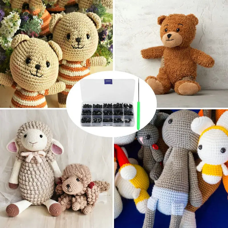 566PCS Safety Eyes and Noses Stuffed Crochet Eyes with Washers Craft Doll Eyes and Nose for Teddy Bear, Crochet Toy Jewelry DIY Qme