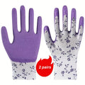 2 pairs of nylon gardening gloves, women's gloves, suitable for garden planting, digging and weeding, multi-purpose gloves Qme 2 pairs purple Size fits all