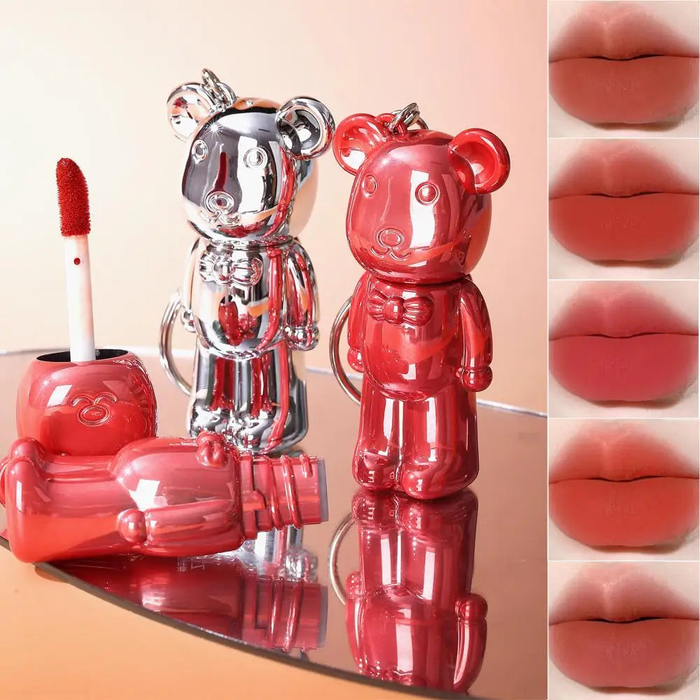 Keychain Pendant Cartoon Bear Lip Glaze Gentleman Velvet Mud Matte Qme