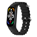 One-Piece Ocean Soft Waterproof Silicone Wrist Strap for Xiaomi Mi Band 3 4 5 6 7 8 9 10 Smart Bracelet Replacement Watch Band Qme Black Special for8910