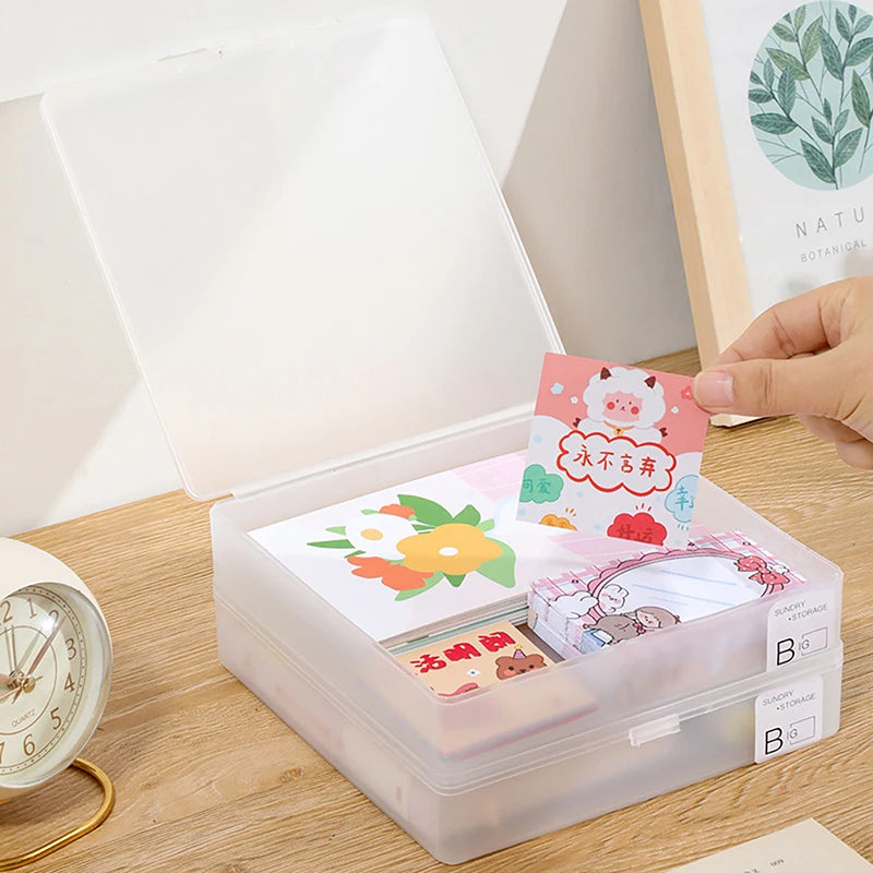 Photo Card Storage Box Desktop Cosmetic Organizers Transparent Qme
