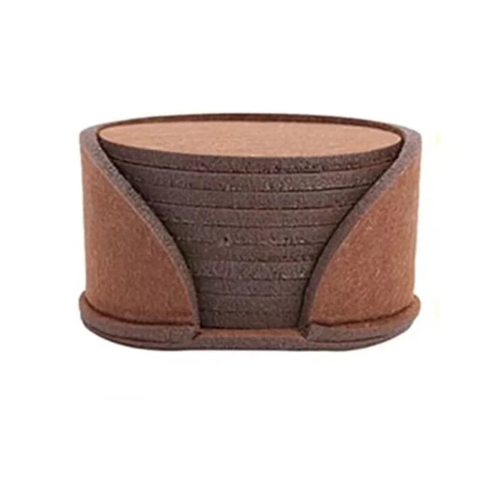 10PCS Felt Coaster Set 10cm Round Anti scalding Heat Resistant Drink Mug Plate Placemats Table Protector Pad Kitchen Accessories Qme Brown