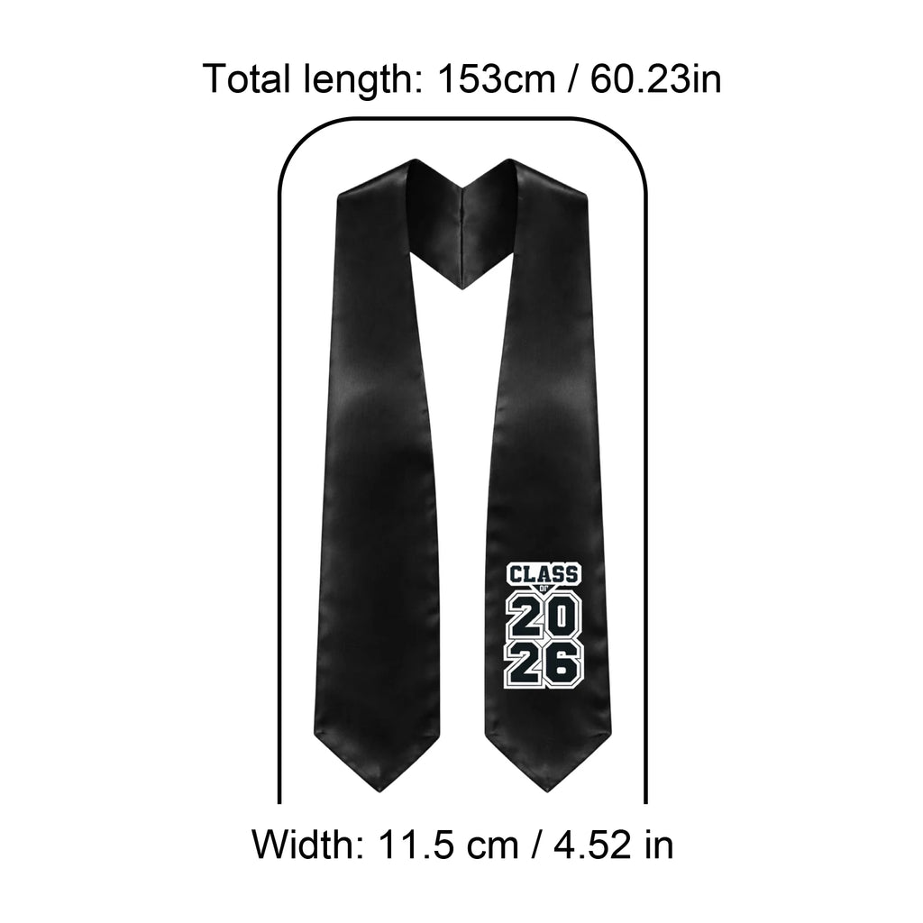 Graduation Stole Sash Satin Plain Stole Bachelor Gown Scarf Unisex Classic Black and White Adult Graduation Apparel Accessories Qme