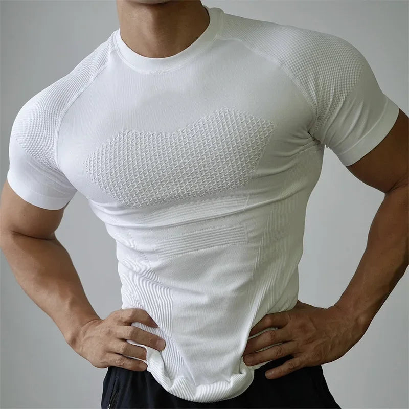 Men's Professional Fitness Seamless Short Sleeve Sports T-shirt Qme