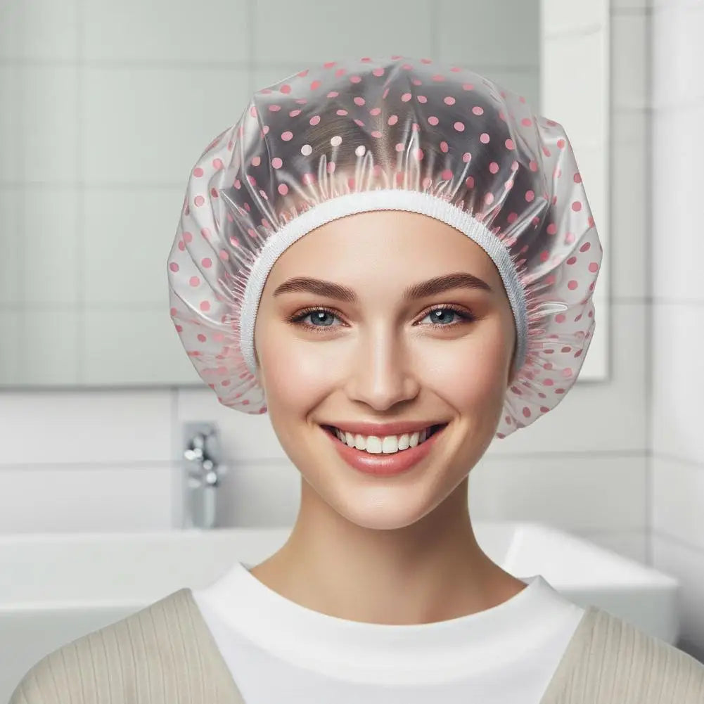 Shower Cap For Women, Elastic And Reusable Hair Bath Caps, Waterproof Bathing Hat Stocking Stuffers For Women Ladies Spa Salon Qme