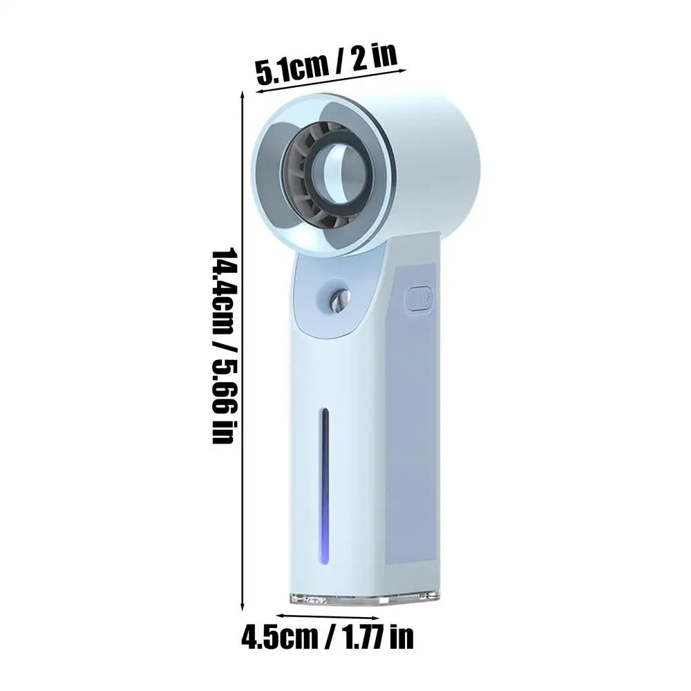 Misting Fan Portable Cooling Rechargeable 30ml Water Tank Battery Powered Mister Fan for Travel Camping Hiking Fishing Summer Qme CN Blue
