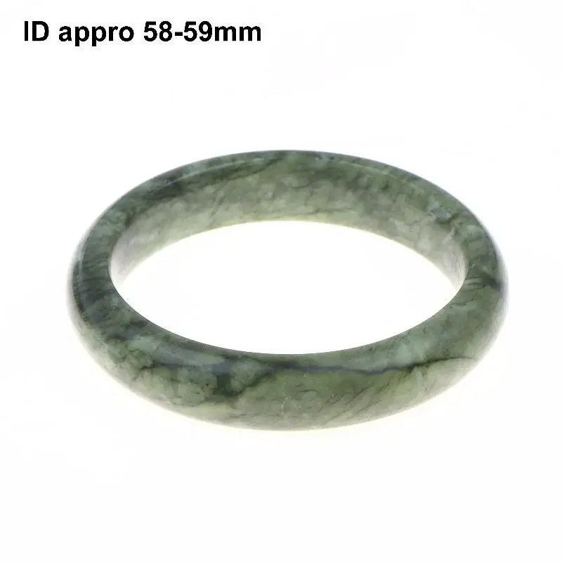 1 PCS Natural Hand Carved Jade Bracelet Wide Green White Nanyu Bangle Unique Jewelry for Valentine's Day Qme A3