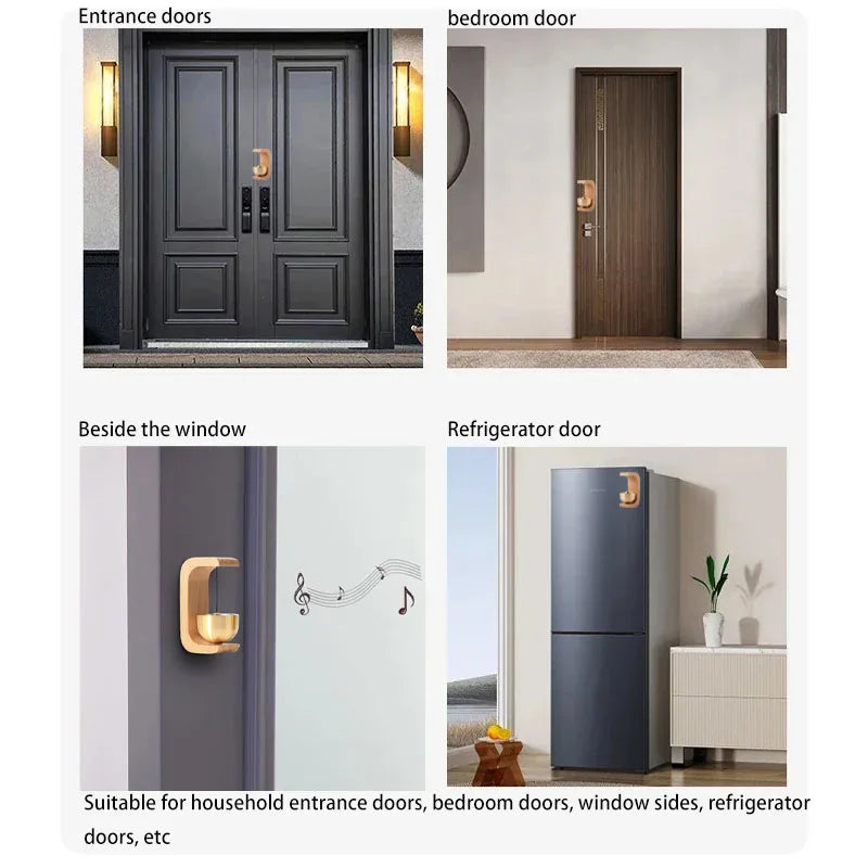 Dopamine Wind Bell Magnetic Suction Door Glue Free Wind Chimes Entrance Doorbell Reminder Walnut Wood Wind-bell Home Decor ﻿ Qme