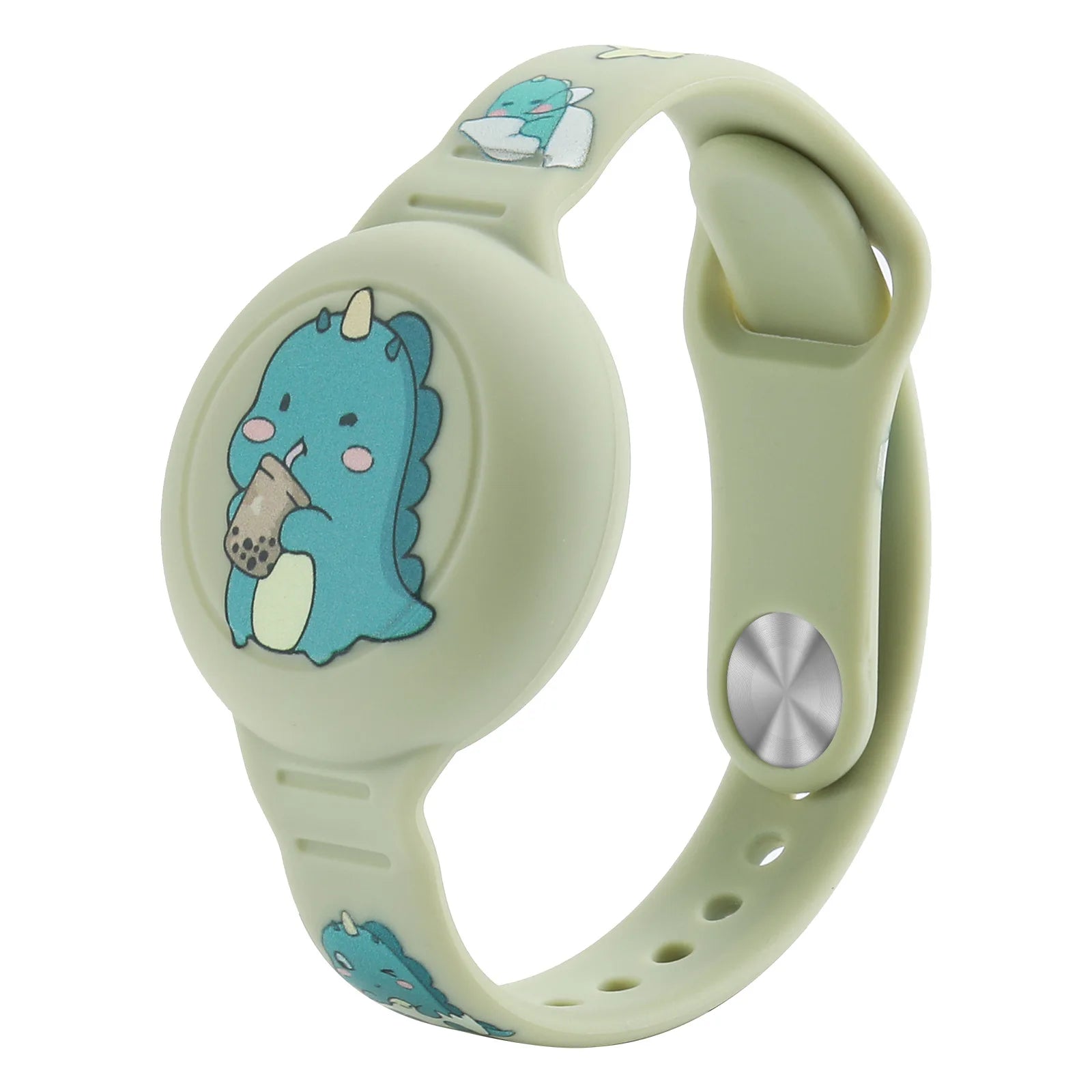 New Waterproof For Apple Airtag Holder Wristband Kids Silicone Case Bracelet Children For AirTags Case Watch Band Qme Green--