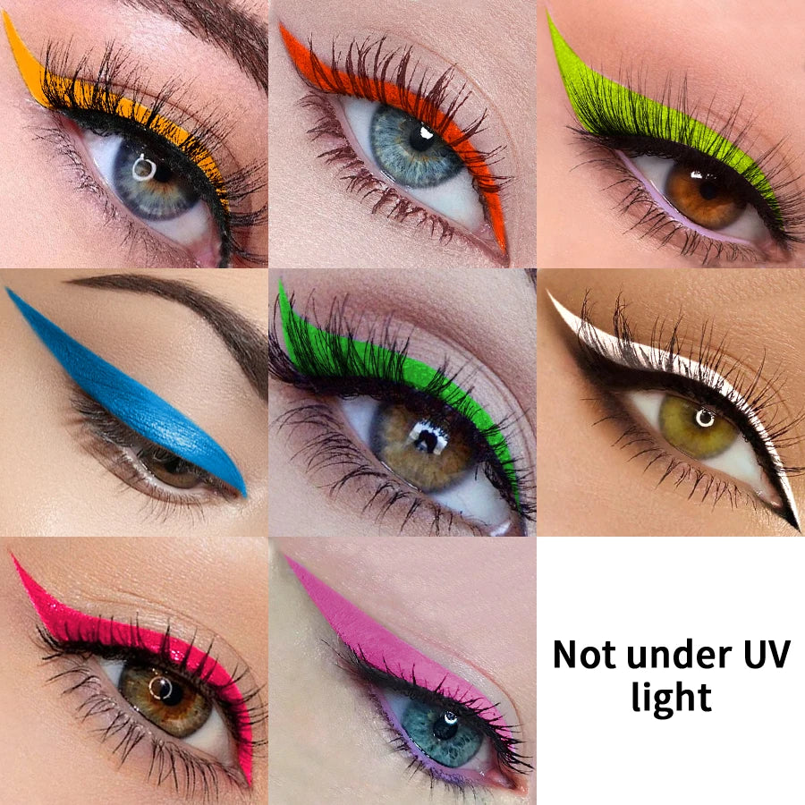 UV Light Neon Eyeliner Pen Eyes Makeup Blue Green Waterproof Liquid Qme