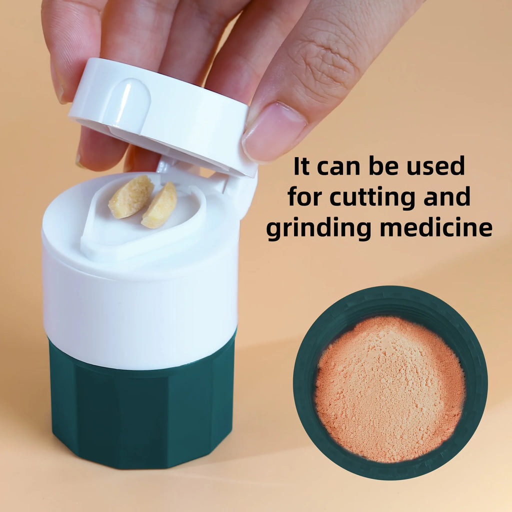 Four-in-One Pill Cutting and Grinding Set - Crusher and Storage Box - Portable Mini Medicine Storage Box, Suitable for Pills Qme