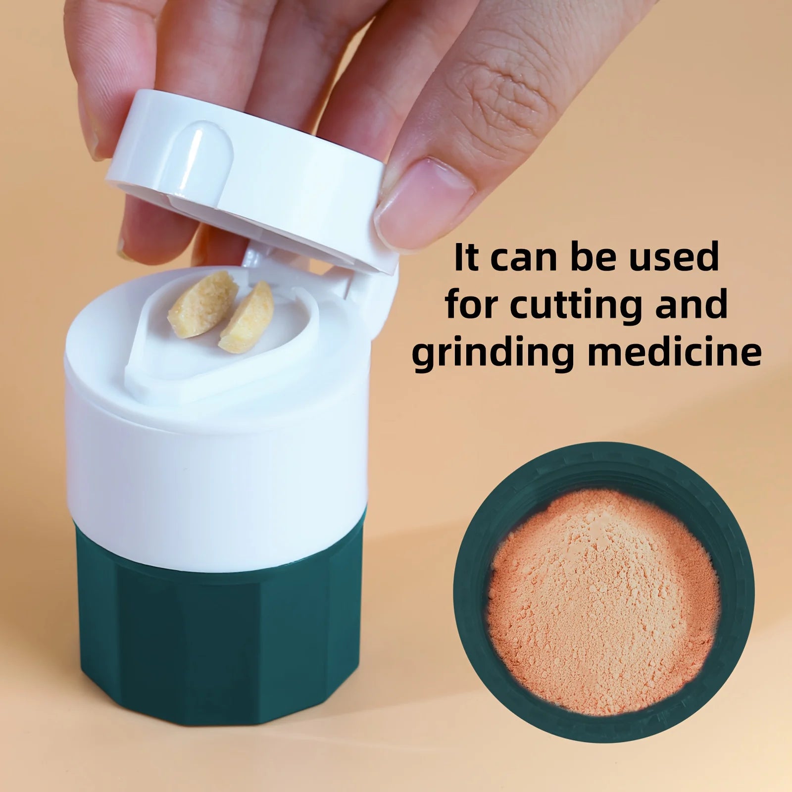 Four-in-One Pill Cutting and Grinding Set - Crusher and Storage Box - Portable Mini Medicine Storage Box, Suitable for Pills Qme