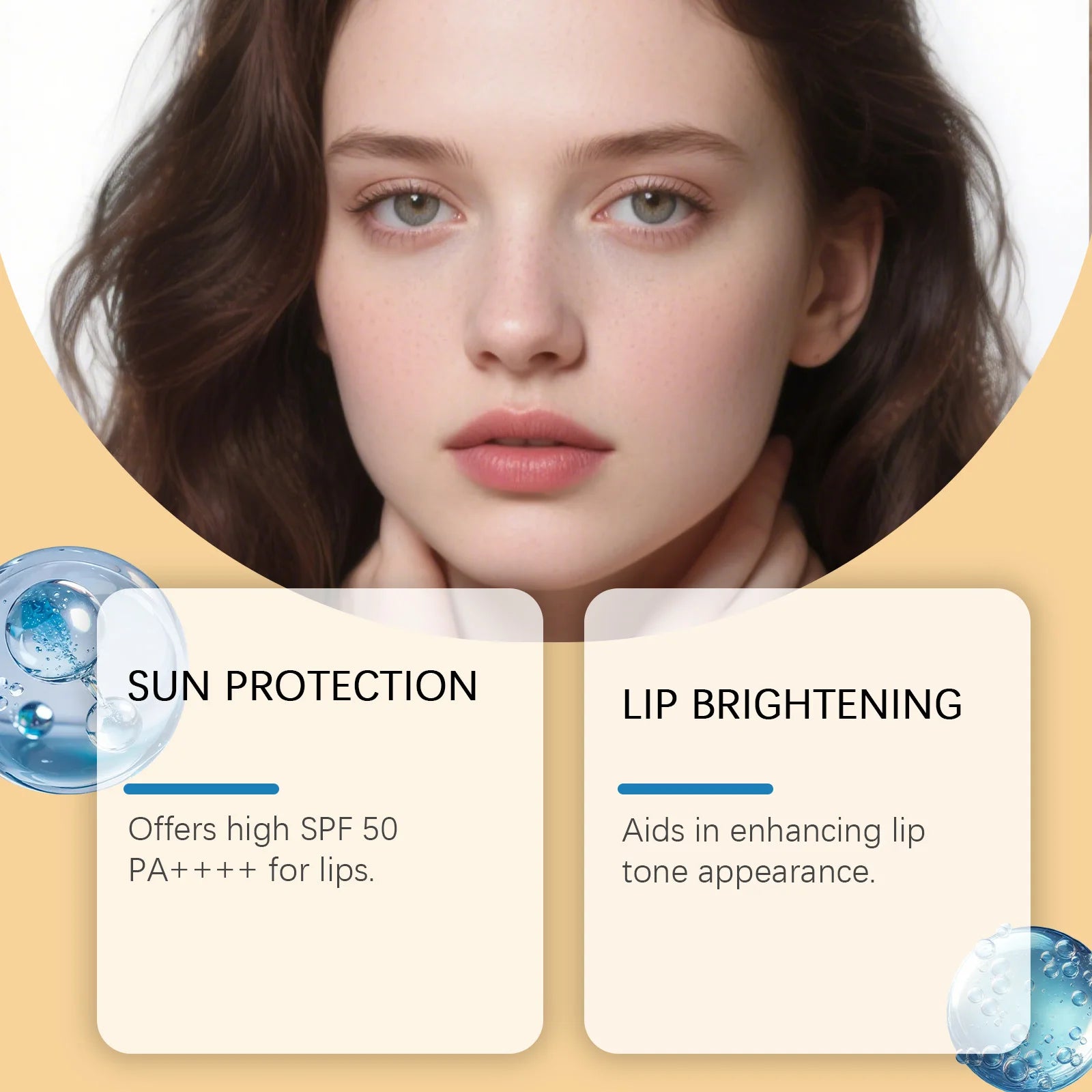 Sun Protective Lip Balm SPF50+ Hydrating Lip Sunblock Fade Lip Lines Nourishing Moisturizing Brighten with Kojic Acid Ceramide Qme