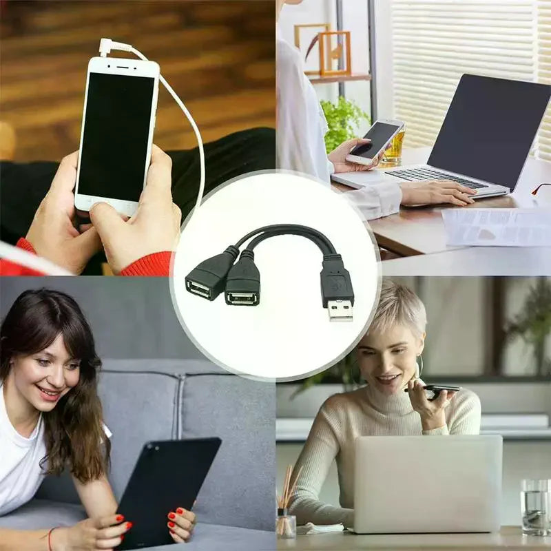 USB Dual Output Data Cable 1 2 Fast Charge Splitter Portable Offline Qme