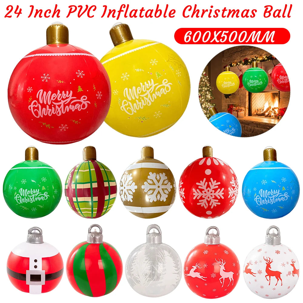 24 Inch Giant Inflatable Christmas Ball Outdoor Christmas Decorations New Years Christmas Ornaments Christmas Decorations Ball Qme