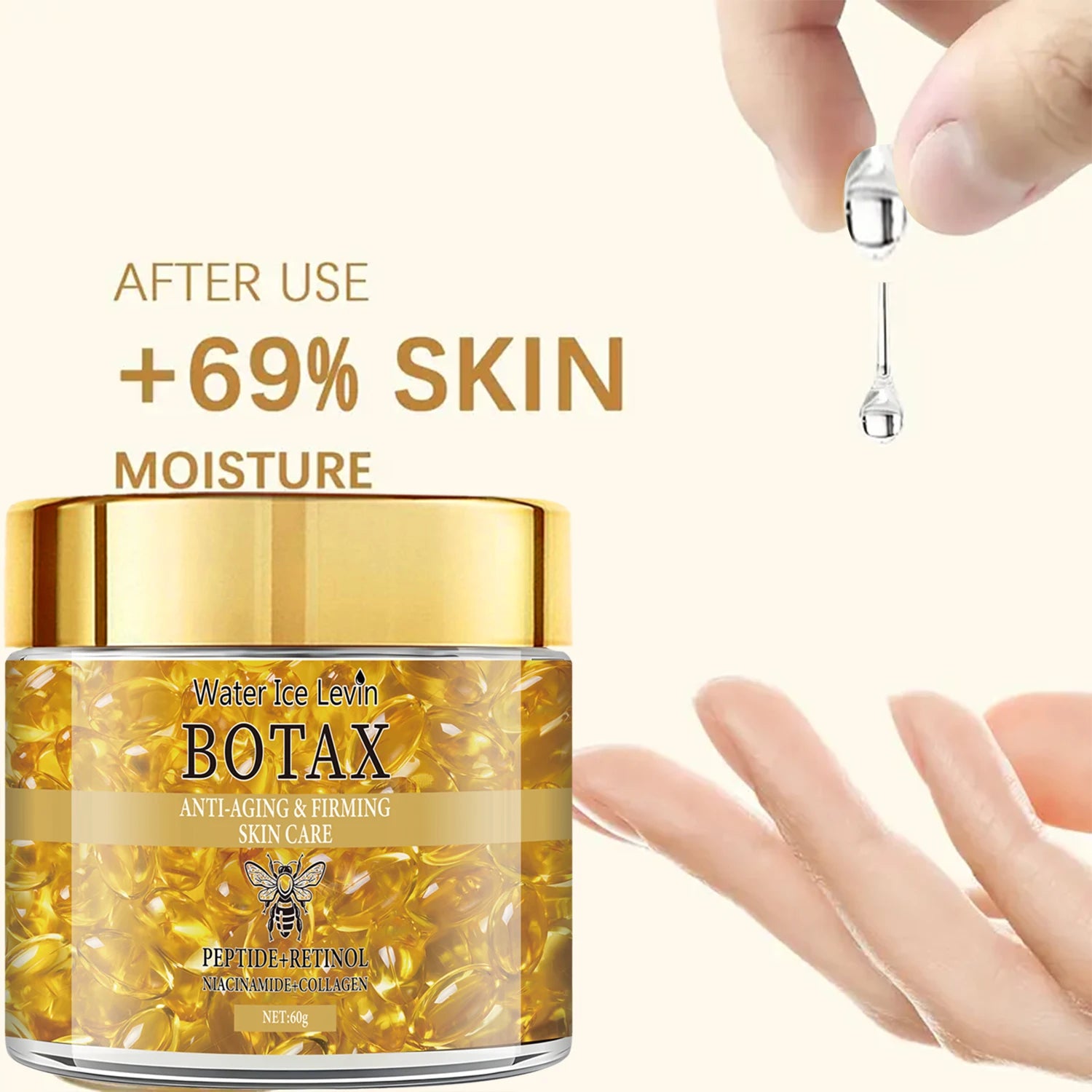 Retinol Firming and Lifting Cream, Rich in Peptides, Collagen, and Hyaluronic Acid, Suitable for All Skin Types, Tightens and Smooths Skin, Makes Skin Look Younger, and Provides Deep Hydration Qme