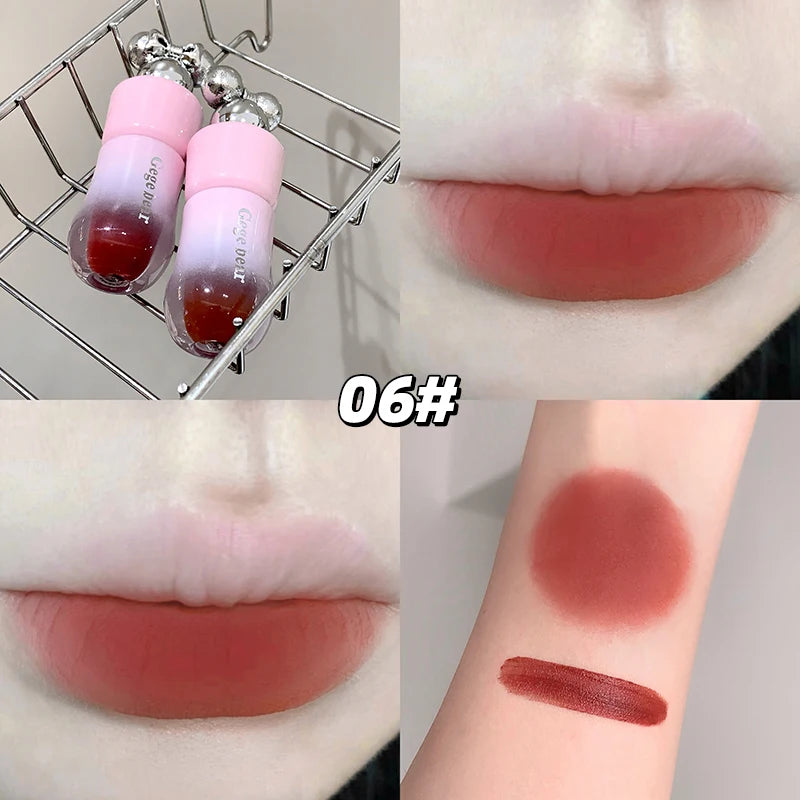 Gege Bear Cute Bow Lip Glaze Matte Velvet Clay Long-lasting Qme GX1359-06