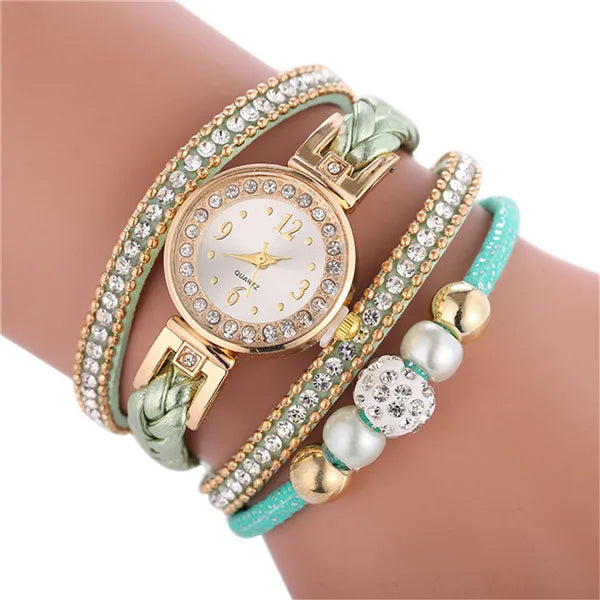 Relogio Bracelet Watches Women Wrap Around Fashion Bracelet Fashion Dress Ladies Womans Wrist Watches for Women Watch 2021 Qme Green