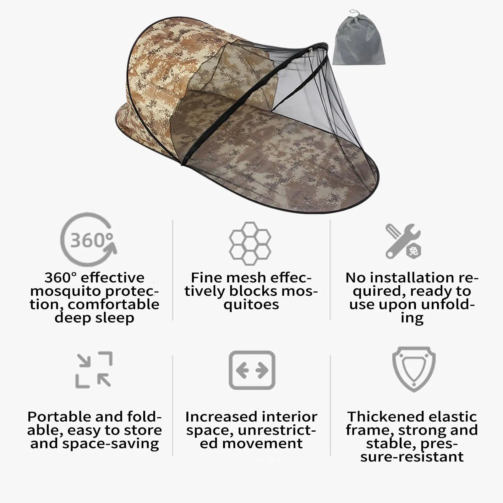 Camping Tent Quick-Opening Portable Breathable Folding Tent Easy Setting Up Protection Net For Indoor Outdoor Garden Yard Qme