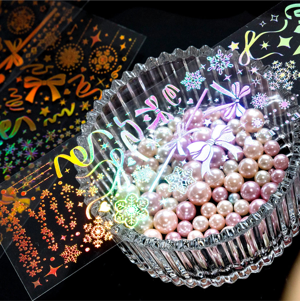3pcs Waterproof Glittering Laser Cartoon Graffiti Dot Decorative Stickers for Scrapbooking DIY Photo Notebook Collage Stationery Qme