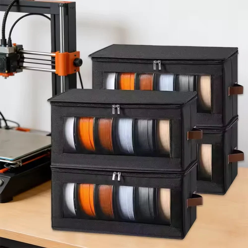3D Printer Filament Storage Box 600D Oxford Dustproof & Moisture-Proof Holds 6 Rolls of Long Filament Portable Case Qme