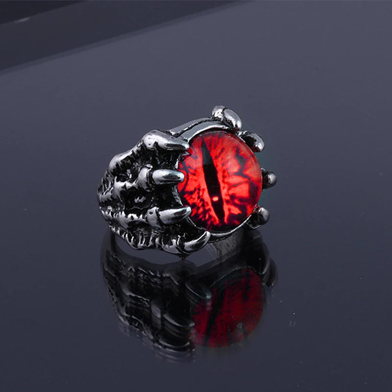 Fashion Creative Evil Dragon Eye Rings For Personality Male Punk Colors Ring Jewelry Men's Bar Night Club Accessories Gifts Qme Red resizable