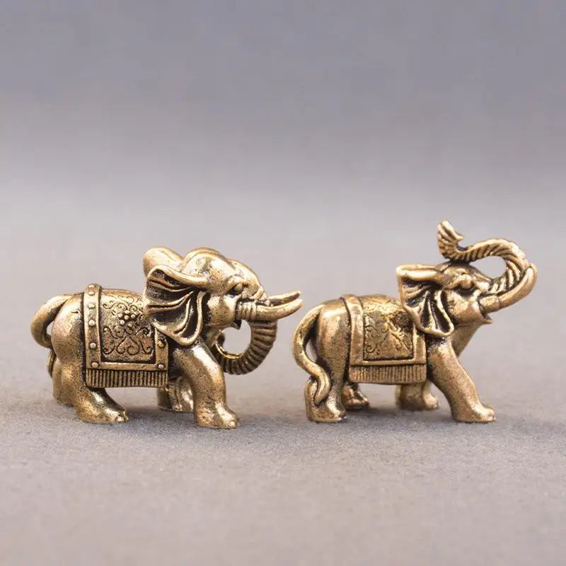 Bronze Animal Statue Copper Lucky Elephant Small Ornaments Brass Qme