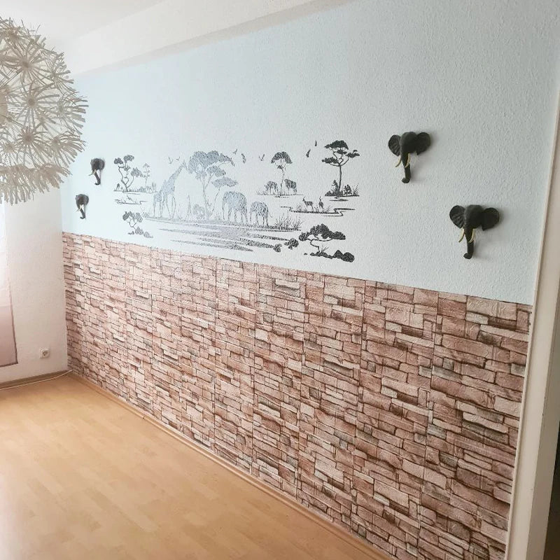 40Pcs 38.5X35cm Imitation Brick Wallpaper Self-adhesive Waterproof Moisture-proof Living Room Bedroom Wall Decoration Qme