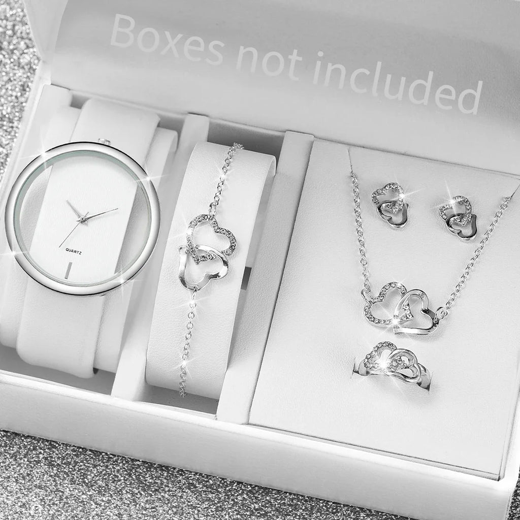 Hot selling couple transparent hollow out watch, e-commerce live broadcast popular watch, belt quartz watch Qme white