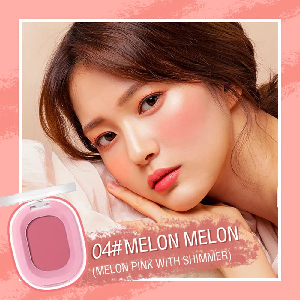 Monochrome Matte Blush Powder Natural Nude Cheek Rouge Brightening Qme Melon Pink Tone