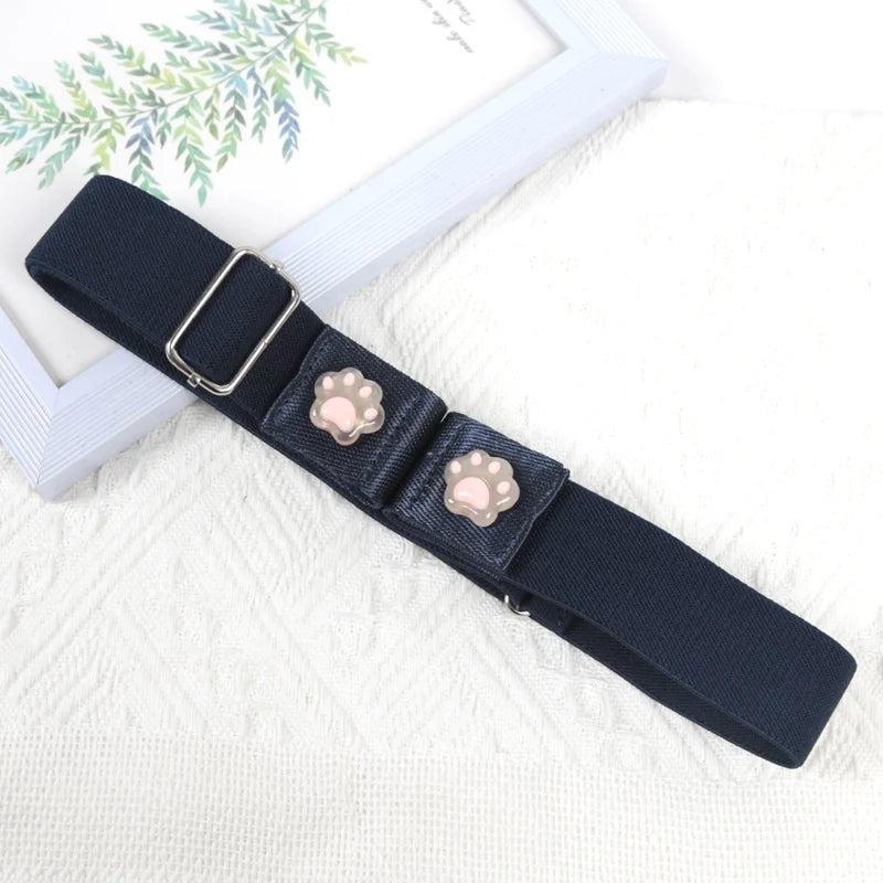 Traceless Invisible Belt Adjustable Elastic Waist Band Buckle-Free Belts for Women Quality Jeans Pants No Buckle Easy To Wear Qme DEEP BLUE