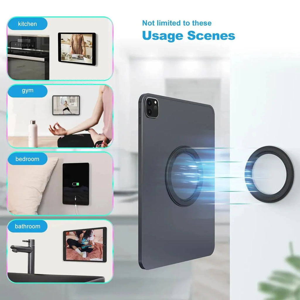 Magnetic Tablet Wall Mount,iPad Holder Mount,Cradle Magnet for IPad, SnapHold Magnetic Sticker for Home,Office,Fridge Qme