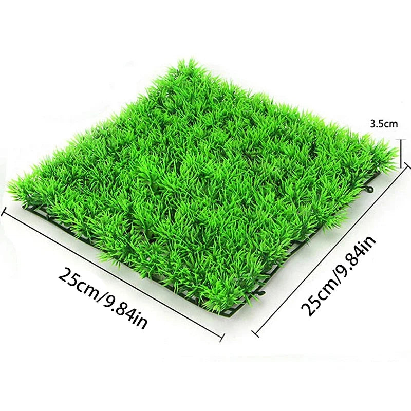 Artificial Green Grass Plant Lawn Turf Aquatic Aquarium Fish Tank Decor Fake Moss Aquarium Ornaments Aquarium Supplies Qme