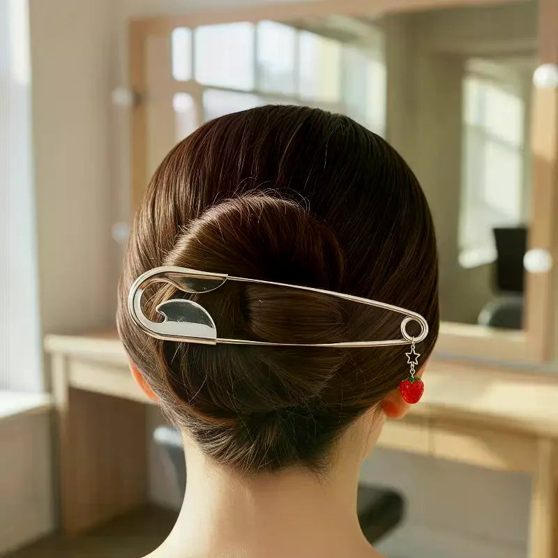Giant Safety Pin Hair Clip Large Metal Clips Barrettes Women Girls Qme