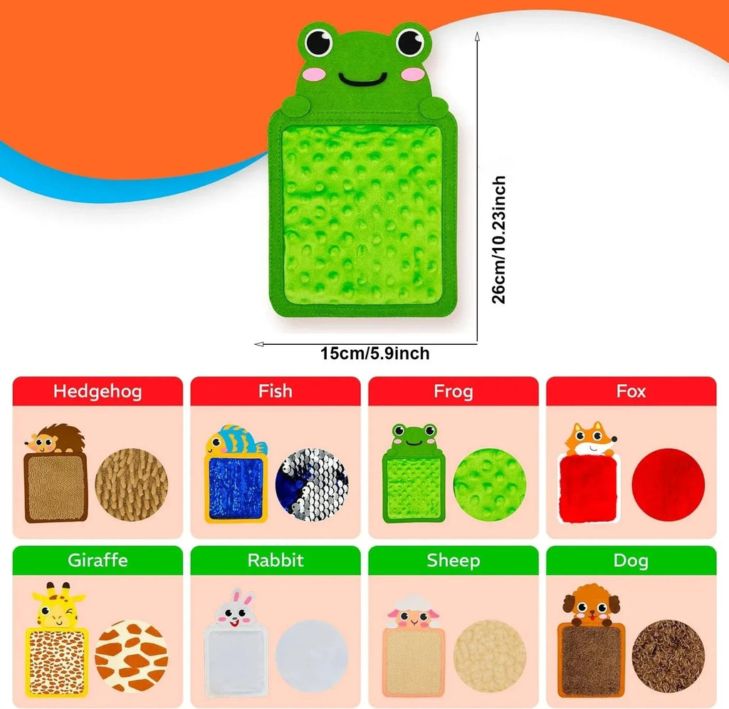 8Pcs Cartoon Animal Themed Felt Sensory Mats for Autistic Children Textured Cognition Tile Preschool Developmental Education Toy Qme