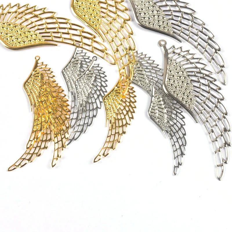 10Pcs Angel Wings Filigree Wraps Connectors For Making DIY Jewelry Accessories Findings Metal Crafts Scrapbook Home Decor yk0907 Qme