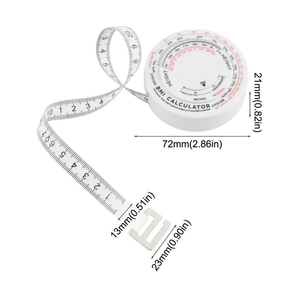 1 PC150cm BMI Body Mass Index Retractable Tape Calculator Diet Tape Measures Tools Multi-Functional BMI Tape Measure Qme