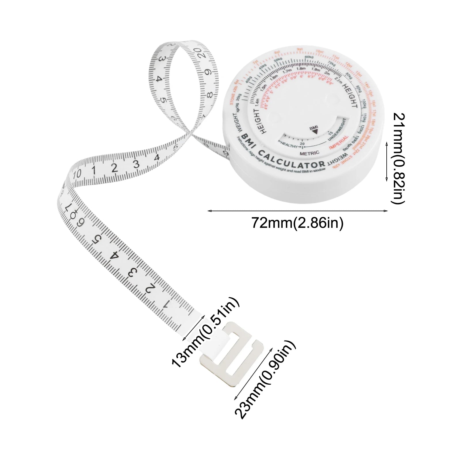 1 PC150cm BMI Body Mass Index Retractable Tape Calculator Diet Tape Measures Tools Multi-Functional BMI Tape Measure Qme