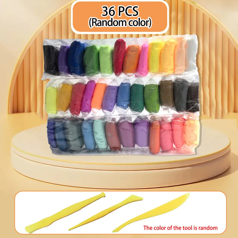 12/24/36 Color Clay Air-dried Clay Set Ultra Light Plastic Clay with Carving Tools DIY Crafts Toy Gifts for Friends Children Qme 36 colors