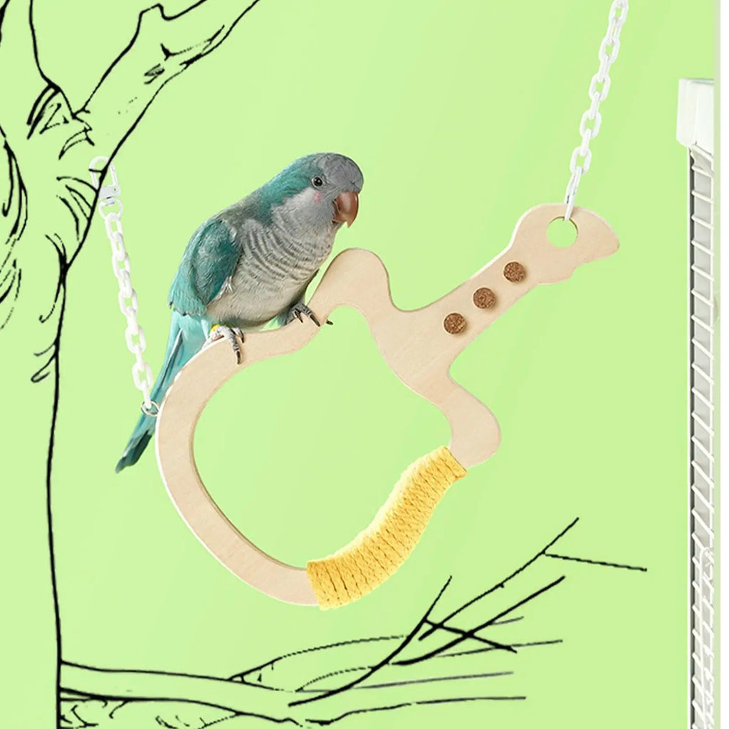 Parrot Perch Swing Parakeet Cage Accessories Natural Wood Perches Qme