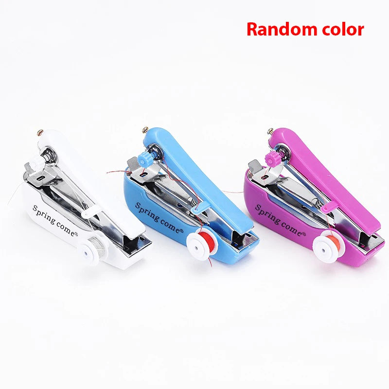 Random Mini Sewing Machine Needlework Cordless Handheld Clothes Qme random color 1pc