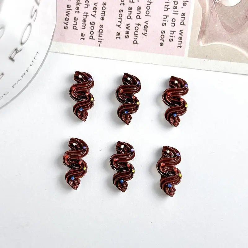 20PCS Cute Cream Strip Nail Art Parts New Mixed Colors Luminous Resin Nail Charms Ice Cream Nails Decoratioon 3D Accessories DIY Qme Chocolate