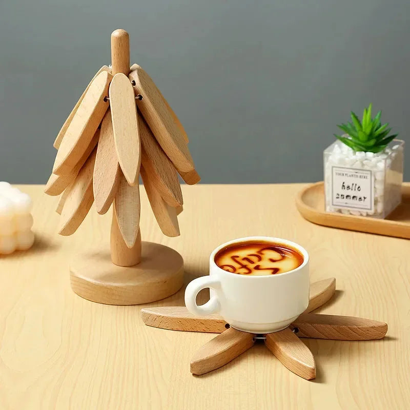 Christmas Tree Insulation Mat Solid Wood Dining Table Coaster Anti Scalding Mat Pot Mat Creative Personalized Home Decoration Qme