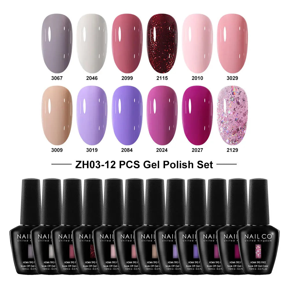 NAILCO Summer Macaroon Gel Nail Polish Semi Permanent UV Soak Off Art Qme NC-12H-ZH03