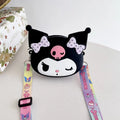 Cute Kuromi Silicone Coin Purse Sanrio Cartoon Mini Crossbody Bag Qme black M