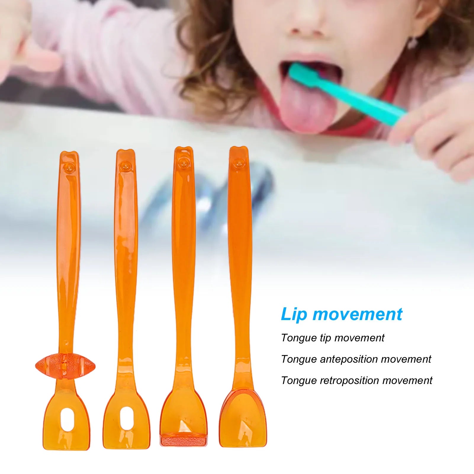 4pcs Tongue Muscle Trainer Portable Oral Lips Muscle Exerciser Recovery Tool for Dysarthria (Orange) Oral Muscle Training Tool Qme Default Title