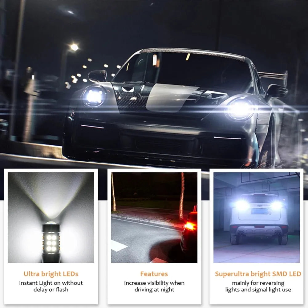 2pcs Super Bright W16W T15 921 LED Bulbs Canbus Car Light High Power 3030SMD No Error for Tail Signal Lamp Backup Reserve Lights Qme